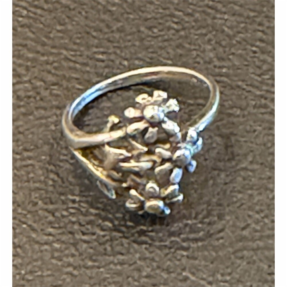 Vintage Art Deco Floral Bouquet Openwork Cluster Ring Silver Size 4.75